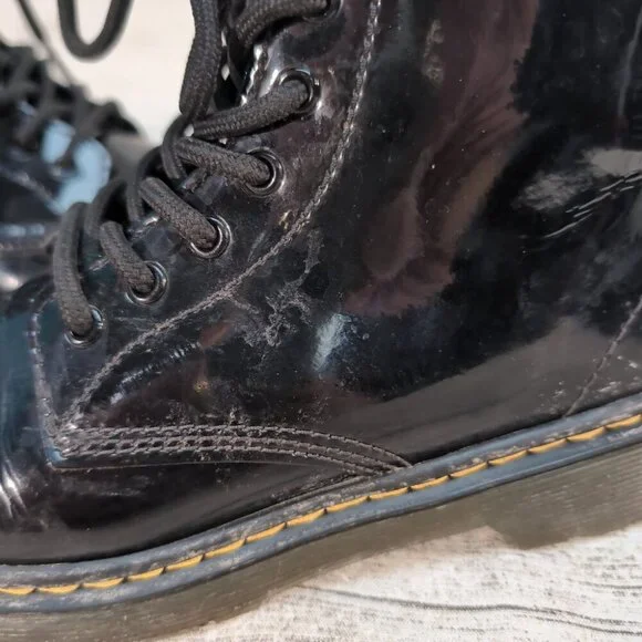 Dr. Martens 1460J Black Patent Leather Combat Boots – Youth Girls Size 2 - Picture 7 of 10